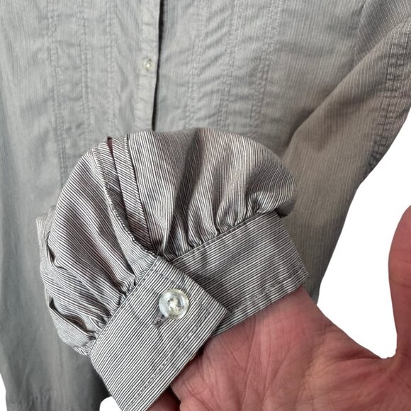 Part Two grey pinstripe button-down long sleeve tunic/mini dress size 10 - Picture 3 of 5